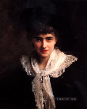  Gustave Oil Painting - Portrait of a Gentlewoman lady Gustave Jean Jacquet